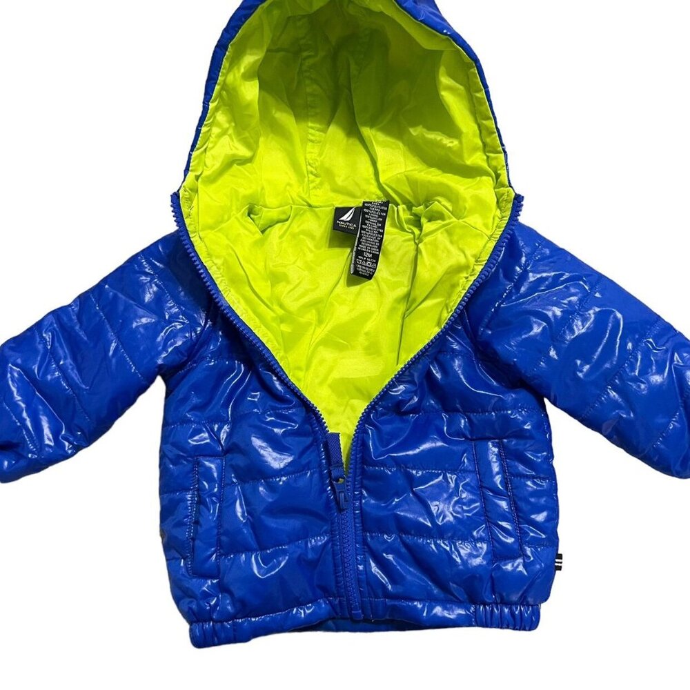 Nautica 12m Bright Blue & Lime Green Puffer Jacket - Picture 3 of 5